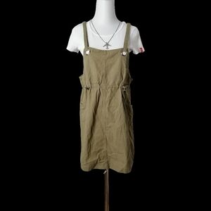 🦎 olive denim overalls skirt